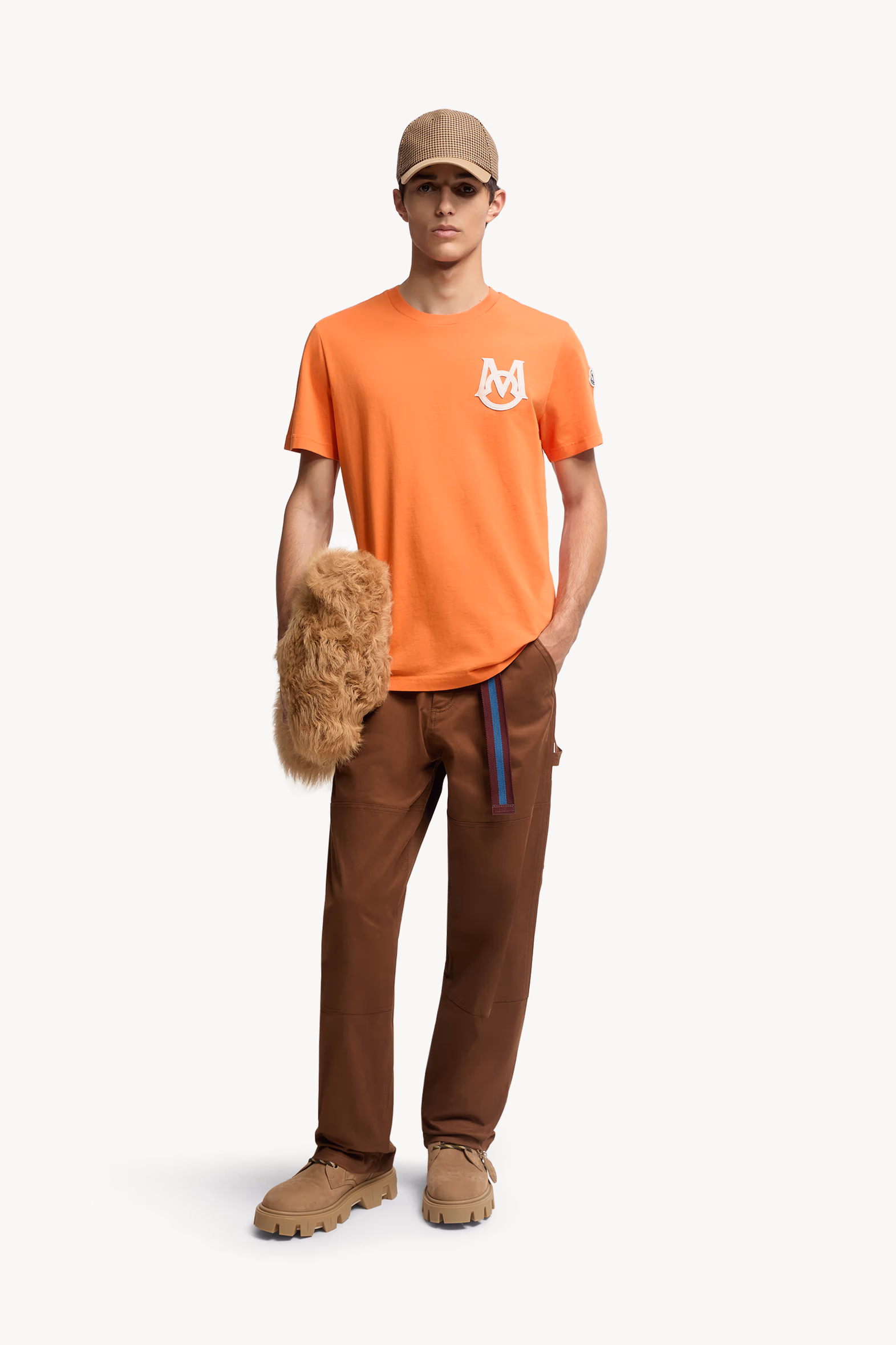 Monogram Cotton T-Shirt Men Orange Moncler 0